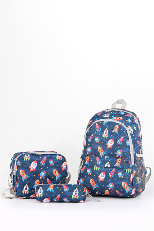 – Space Triple School Bag Set, Navy Blue Wcan6000