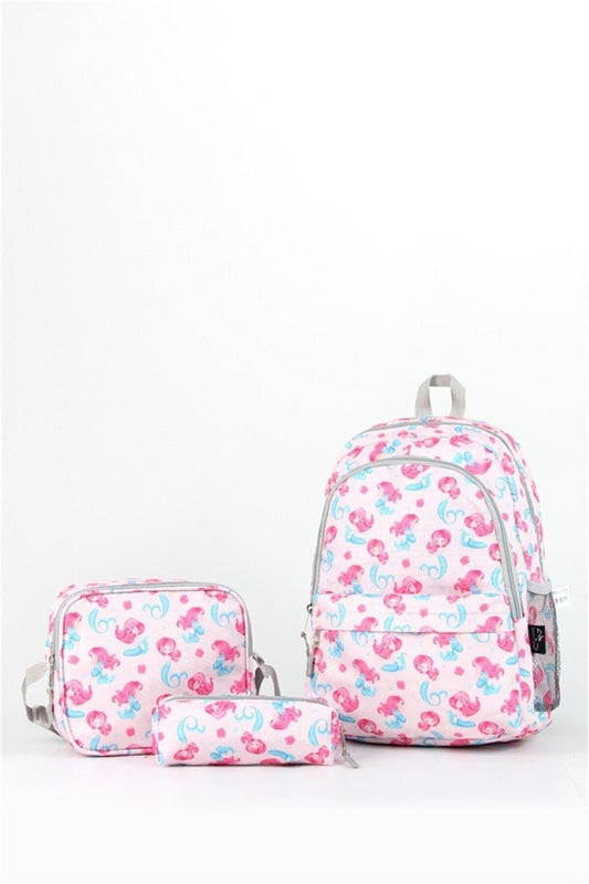 – Mermaid Triple School Bag Set, Pink Plcan2079
