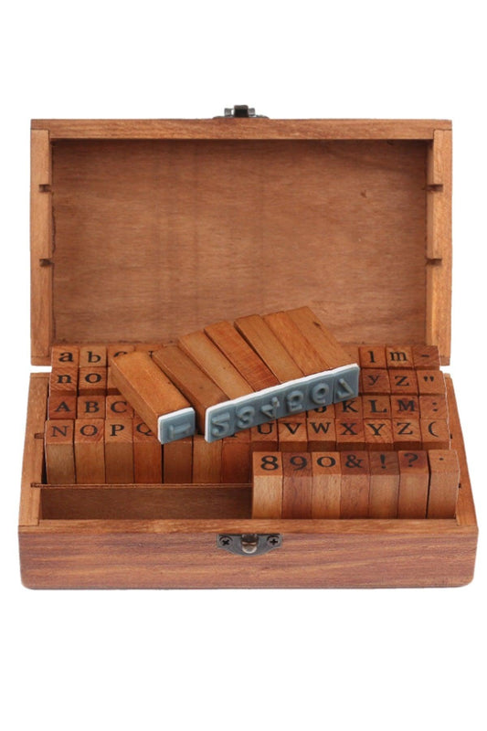 '- Alphabet Stamp - Seal Set (70 Pieces - Wooden